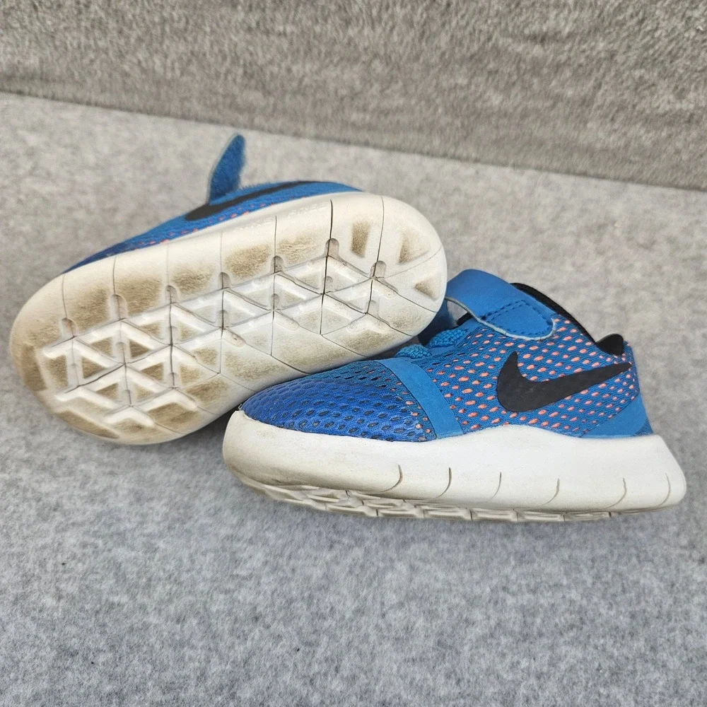 NIKE FREE RN TD |Toddler Shoes Size 5C Blue Orange Running Sneakers